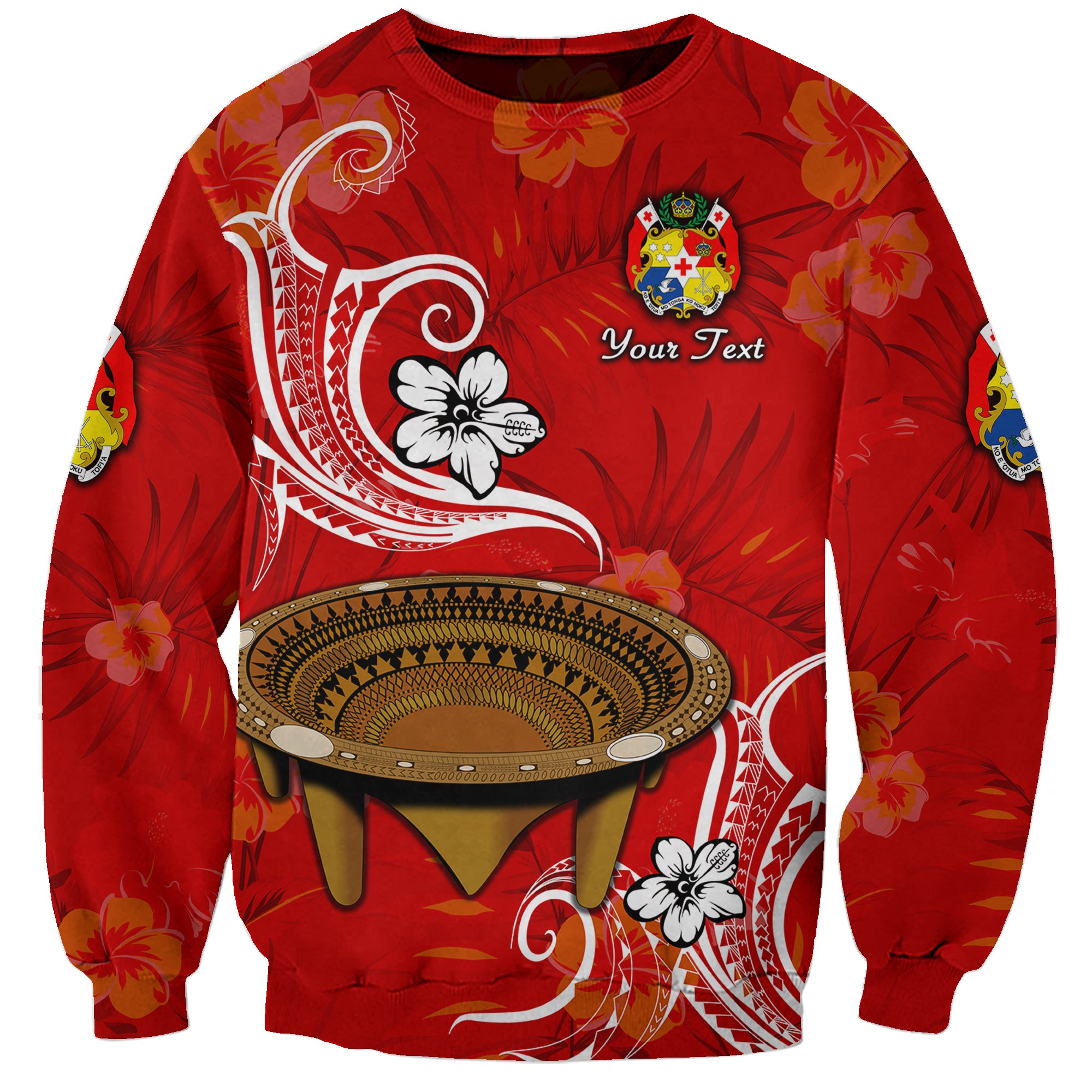 (Custom Personalised) Tonga Kumete Kava Bowl Sila Vibes - Red Sweatshirt LT8 Unisex Red - Polynesian Pride