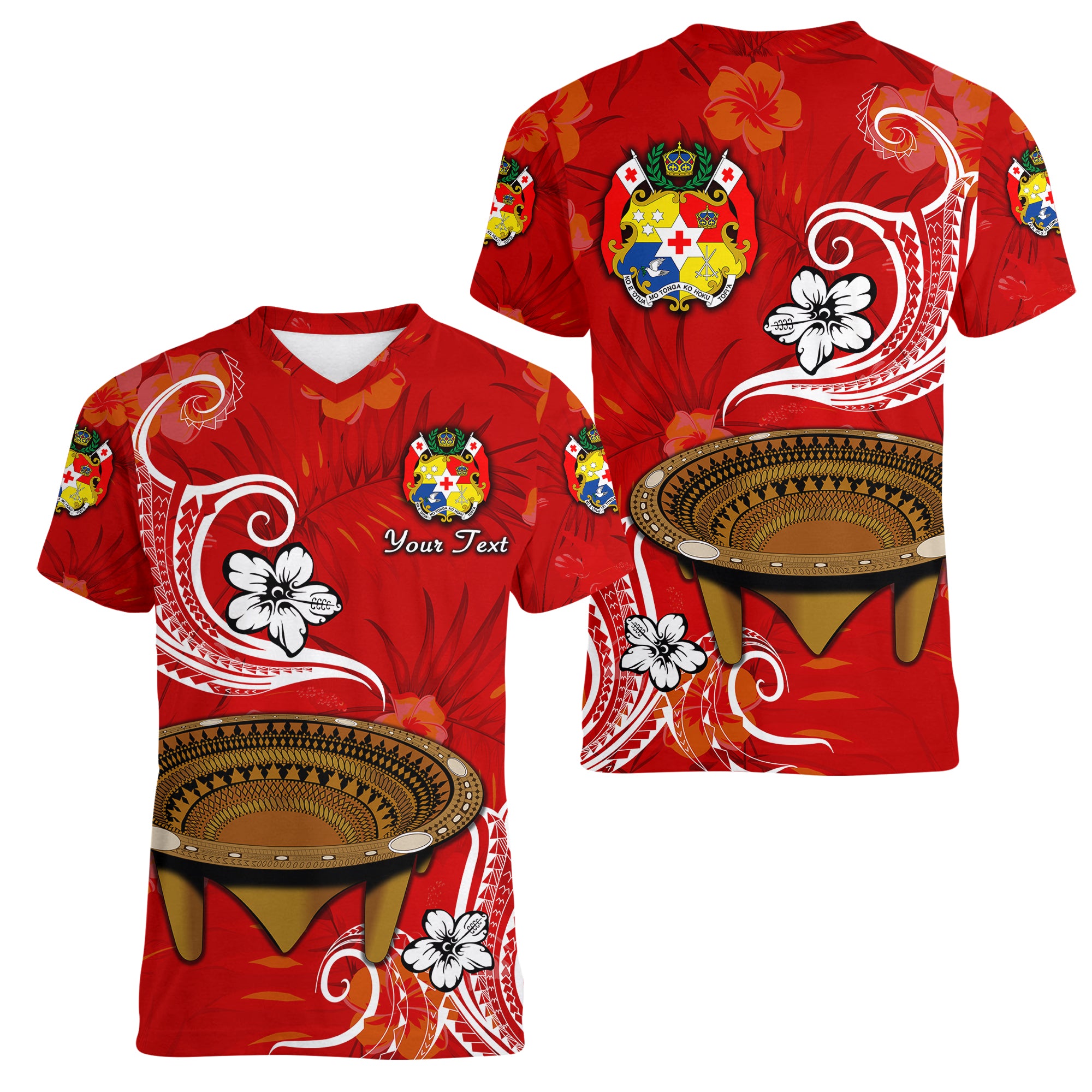 (Custom Personalised) Tonga Kumete Kava Bowl Sila Vibes - Red Women V Neck T Shirt LT8 Female Red - Polynesian Pride