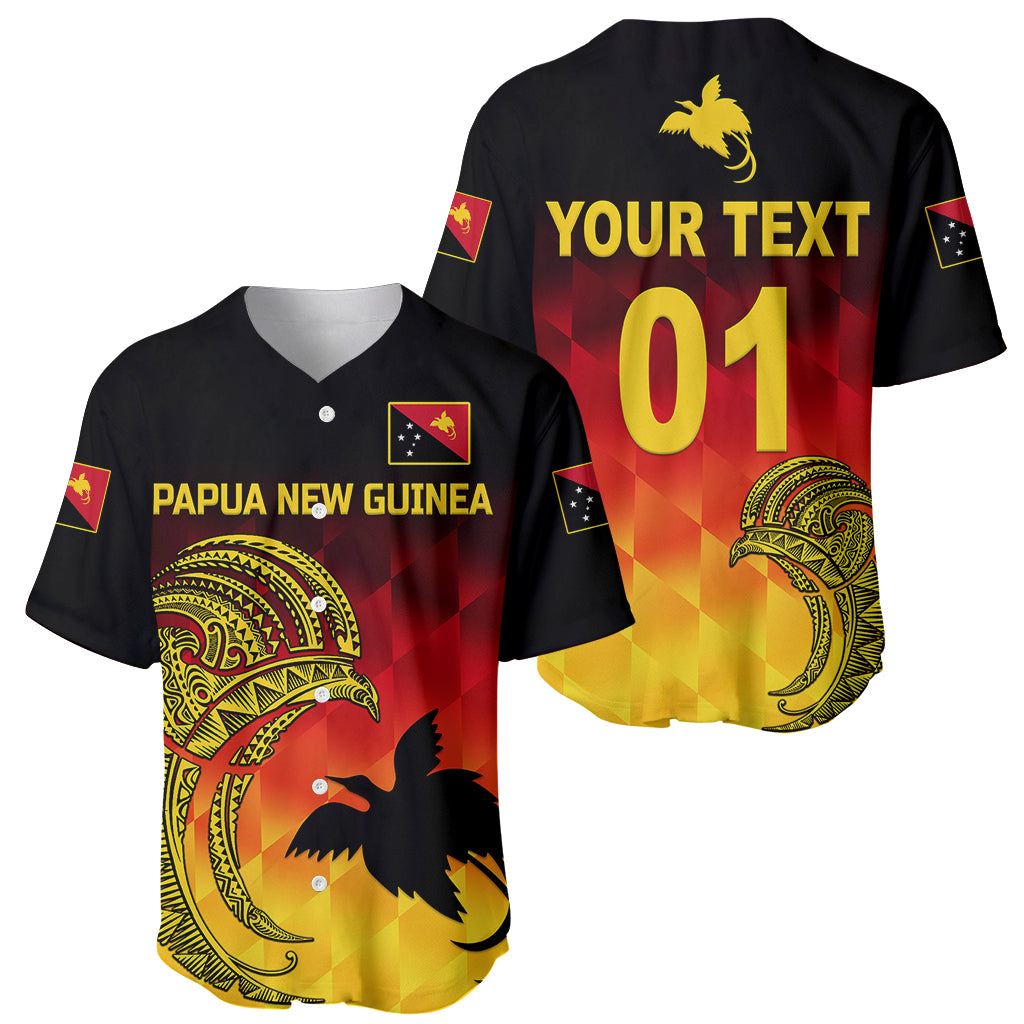 (Custom Personalised) Papua New Guinea Barramundis Cricket Baseball Jersey Birds Of Paradise Paradisaea Raggiana Original - Gradient Flag Vibes LT8 Black - Polynesian Pride