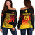 (Custom Personalised) Papua New Guinea Barramundis Cricket Off Shoulder Sweater Birds Of Paradise Paradisaea Raggiana Original - Gradient Flag Vibes LT8 Women Black - Polynesian Pride