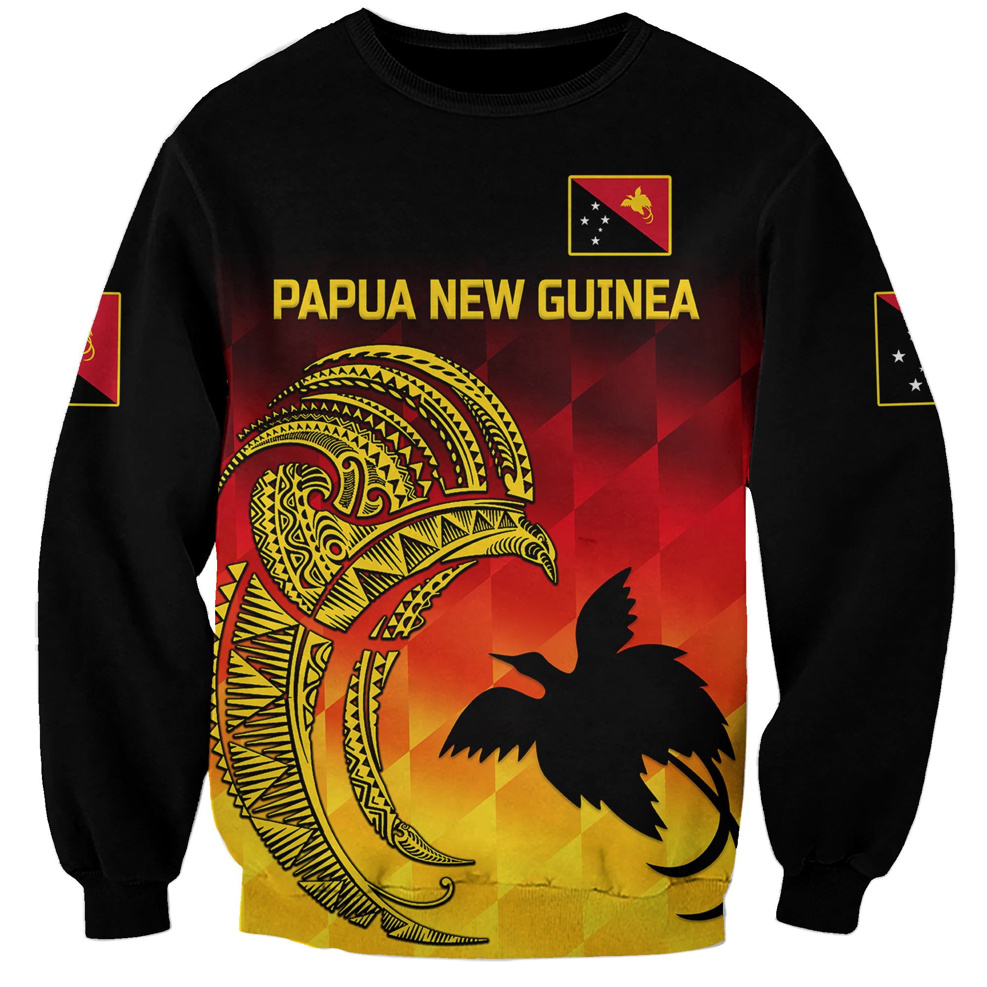 (Custom Personalised) Papua New Guinea Barramundis Cricket Sweatshirt Birds Of Paradise Paradisaea Raggiana Original - Gradient Flag Vibes LT8 Unisex Black - Polynesian Pride