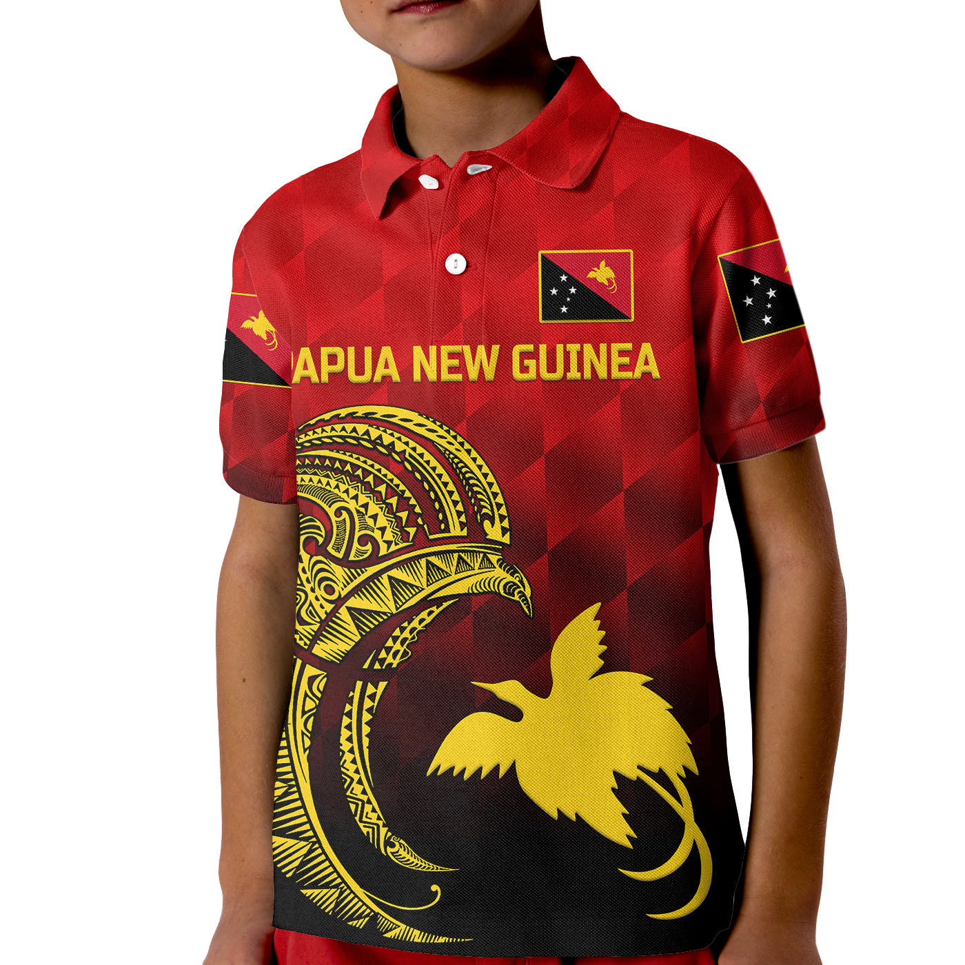 (Custom Personalised) Papua New Guinea Barramundis Cricket Kid Polo Shirt Birds Of Paradise Paradisaea Raggiana Original - Red LT8 Kid Red - Polynesian Pride