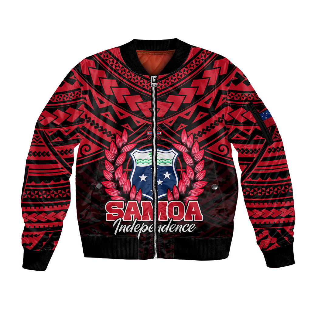 Samoa Independence Day Sleeve Zip Bomber Jacket Ulafa Polynesian Unique Red No1 LT9 Unisex Red - Polynesian Pride