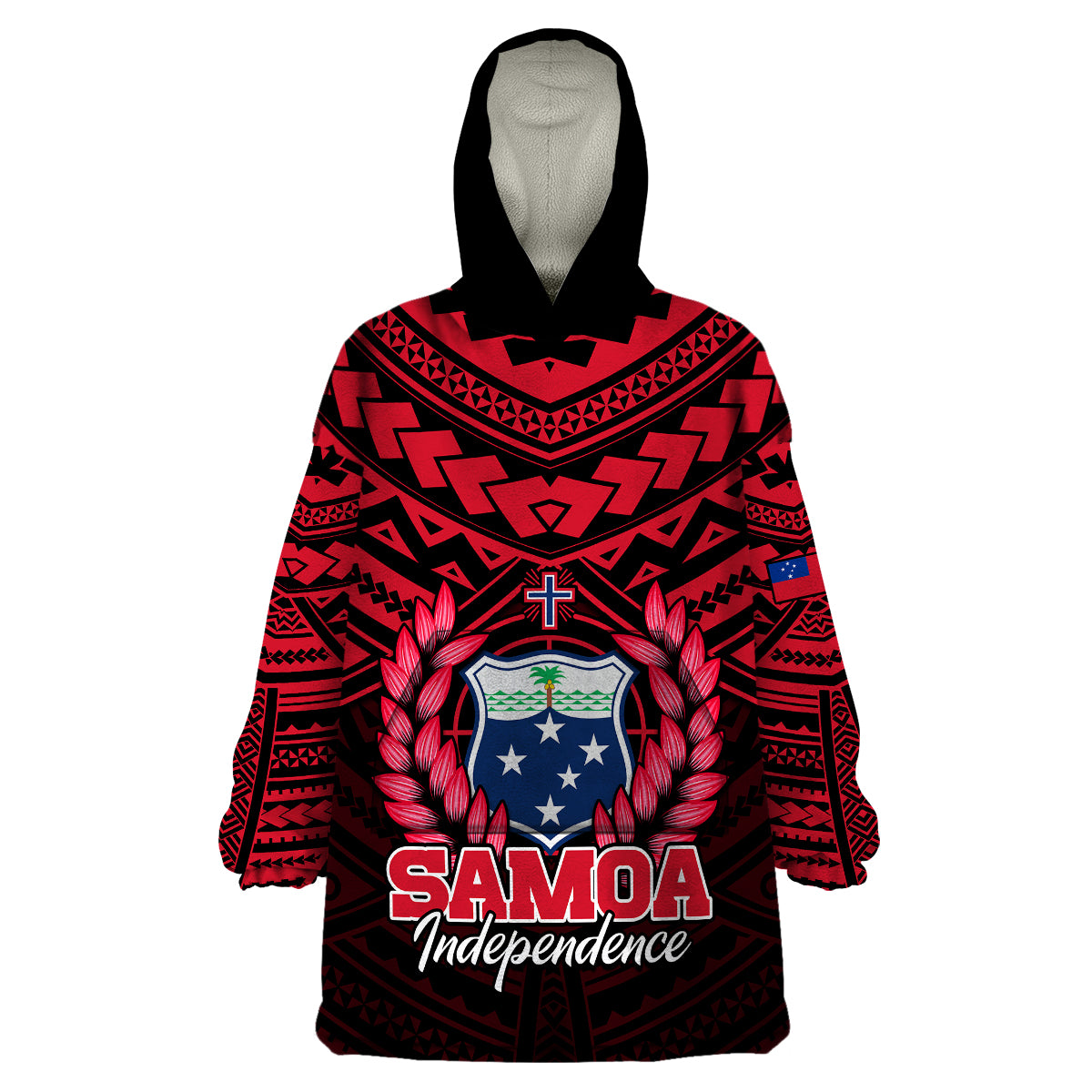 Samoa Independence Day Wearable Blanket Hoodie Ulafa Polynesian Unique Red No1 LT9 Unisex One Size - Polynesian Pride