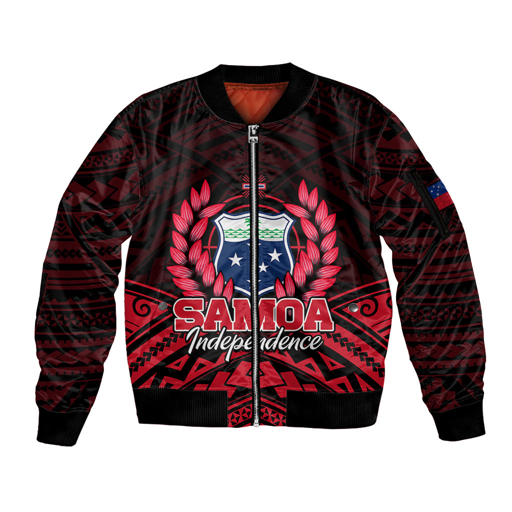 Samoa Independence Day Sleeve Zip Bomber Jacket Ulafa Polynesian Unique Red No2 LT9 Unisex Red - Polynesian Pride