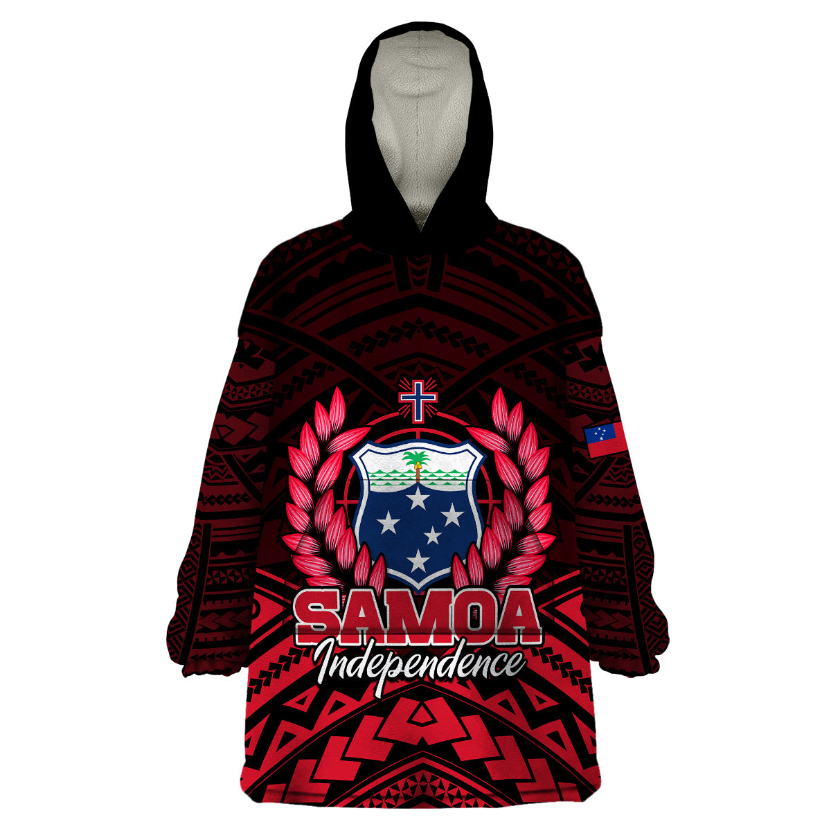 Samoa Independence Day Wearable Blanket Hoodie Ulafa Polynesian Unique Red No2 LT9 Unisex One Size - Polynesian Pride