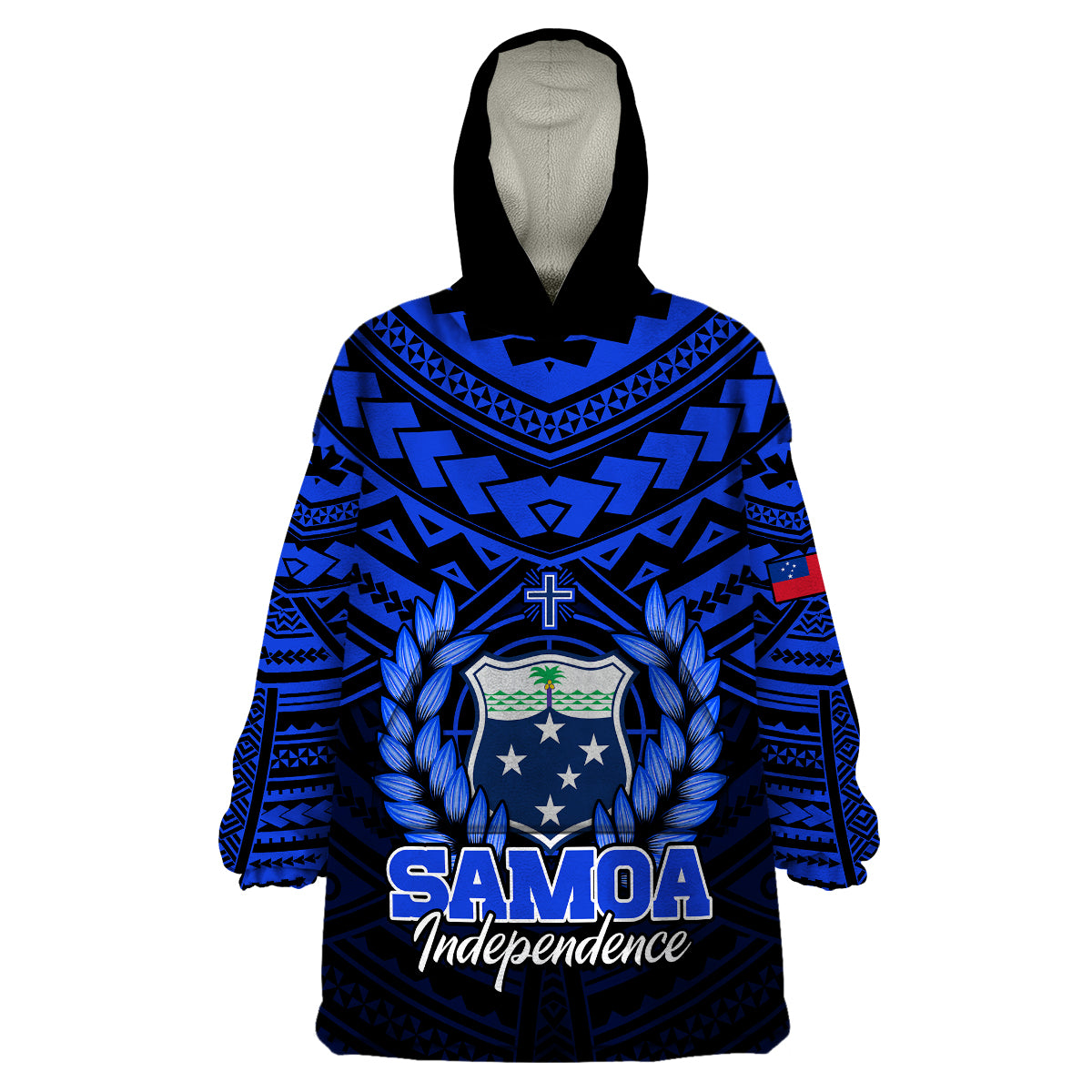 Samoa Independence Day Wearable Blanket Hoodie Ulafa Polynesian Unique Blue No1 LT9 Unisex One Size - Polynesian Pride