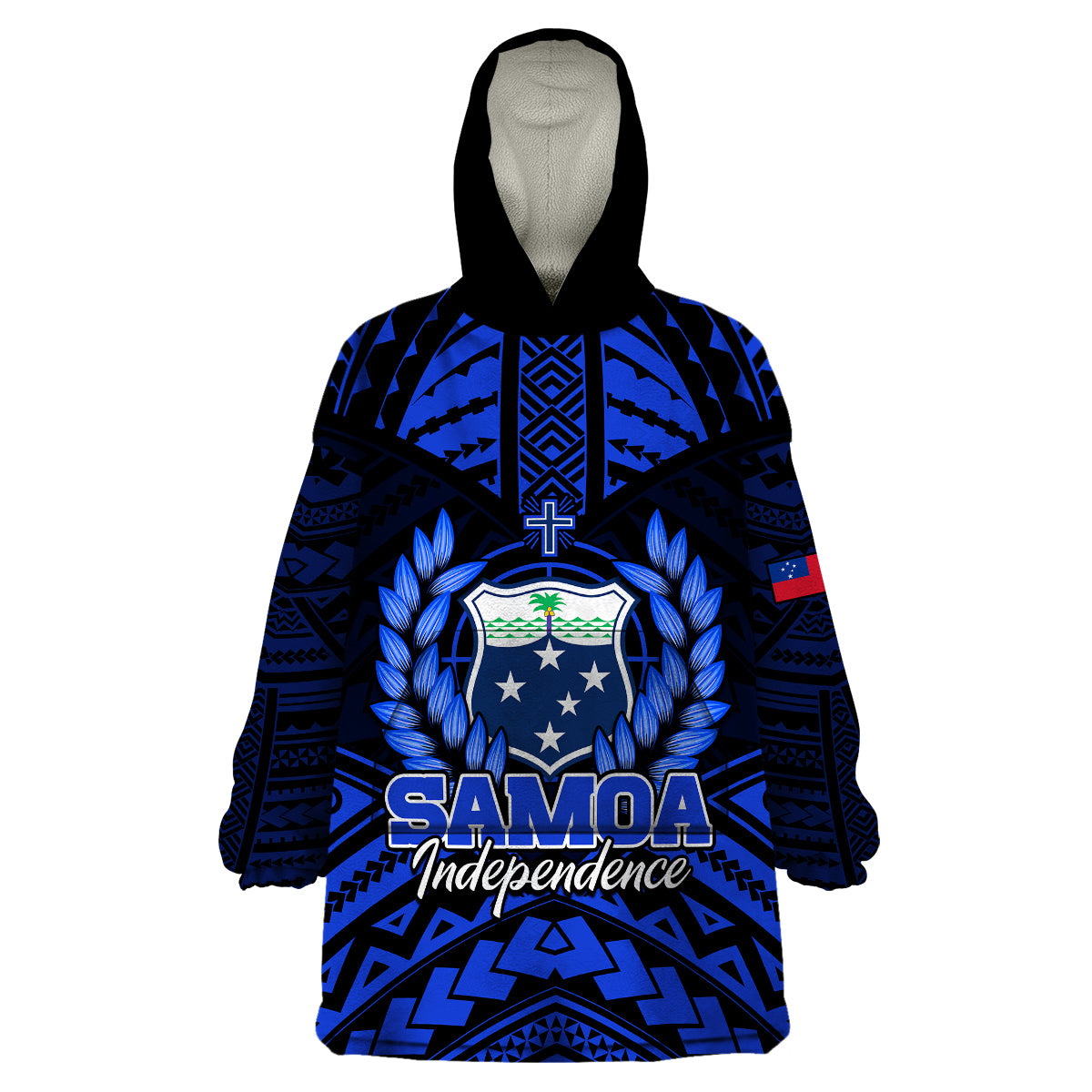 Samoa Independence Day Wearable Blanket Hoodie Ulafa Polynesian Unique Blue No3 LT9 Unisex One Size - Polynesian Pride