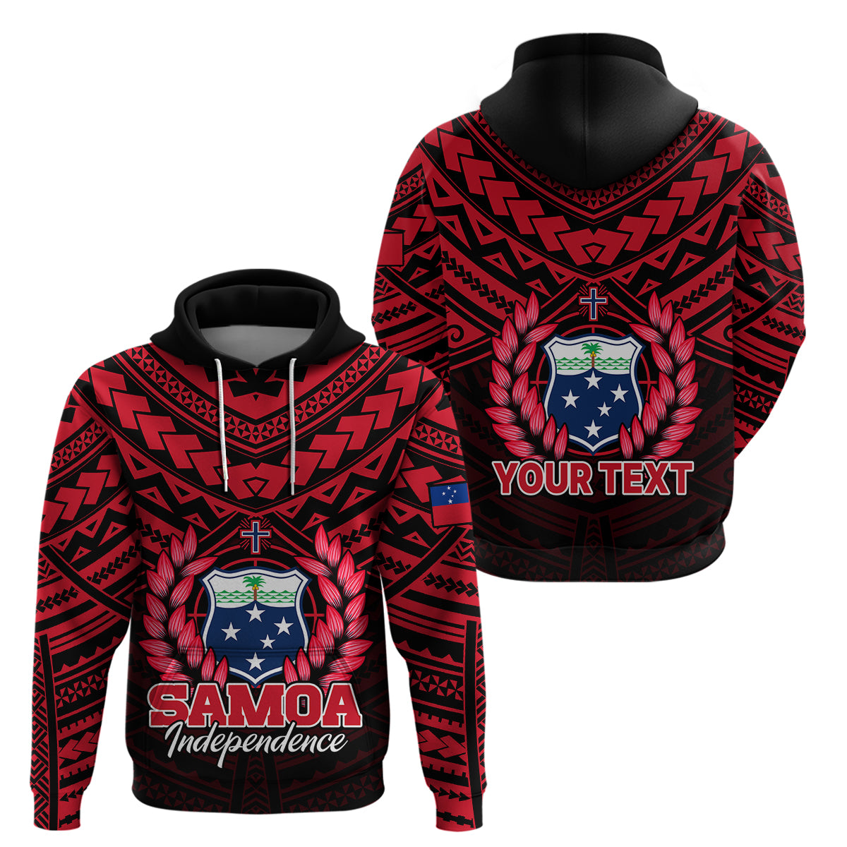 Custom Samoa Independence Day Hoodie Ulafa Polynesian Unique Red No1 LT9 Pullover Hoodie Red - Polynesian Pride