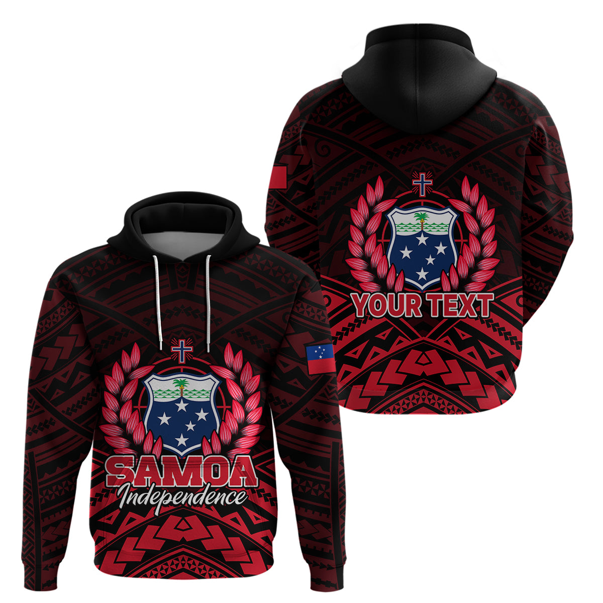 Custom Samoa Independence Day Hoodie Ulafa Polynesian Unique Red No2 LT9 Pullover Hoodie Red - Polynesian Pride