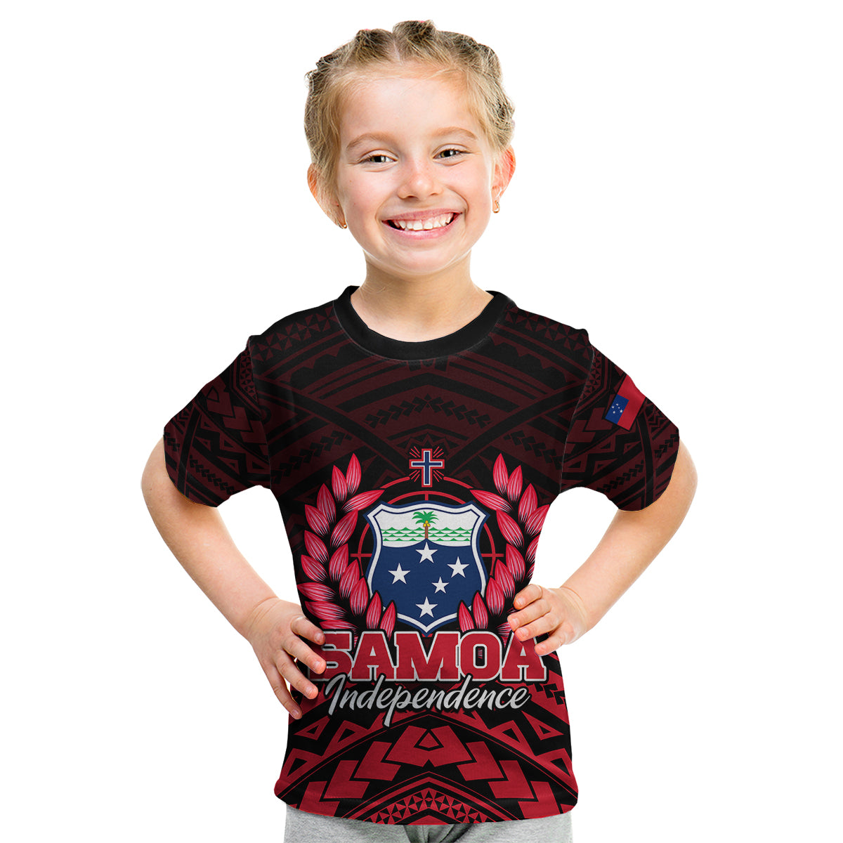 (Custom Personalised) Samoa Independence Day Kid T Shirt Ulafa Polynesian Unique Red No2 LT9 Youth XL Size14 - Polynesian Pride