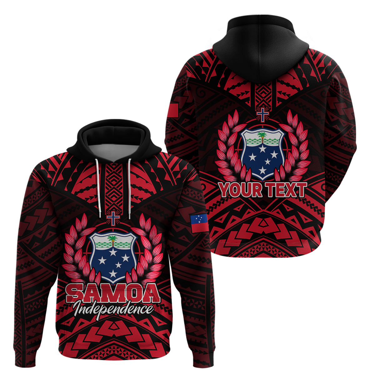 Custom Samoa Independence Day Hoodie Ulafa Polynesian Unique Red No3 LT9 Pullover Hoodie Red - Polynesian Pride