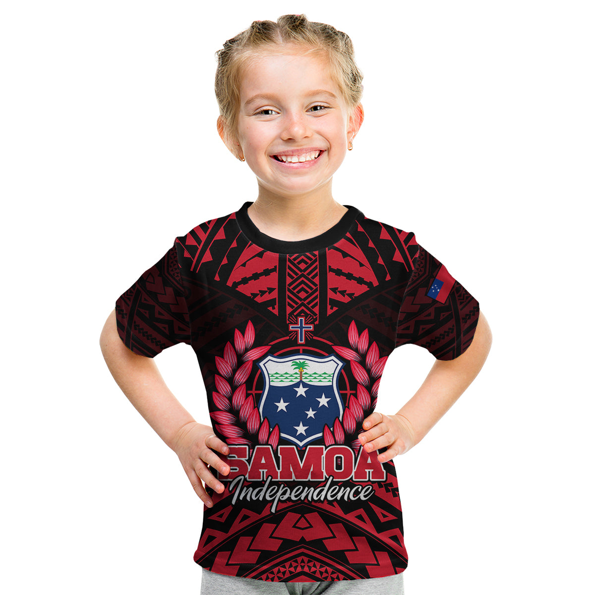 (Custom Personalised) Samoa Independence Day Kid T Shirt Ulafa Polynesian Unique Red No3 LT9 Youth XL Size14 - Polynesian Pride