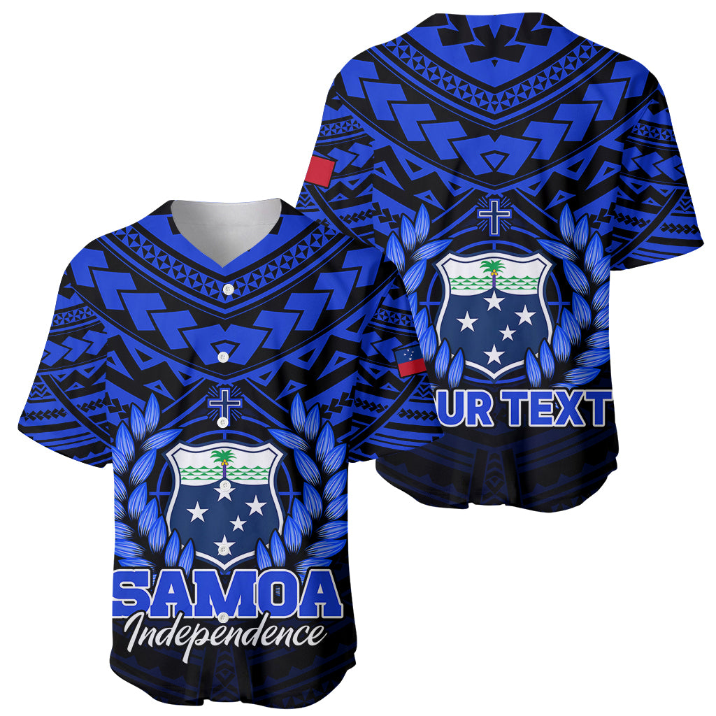 (Custom Personalised) Samoa Independence Day Baseball Jersey Ulafa Polynesian Unique Blue No1 LT9 Blue - Polynesian Pride