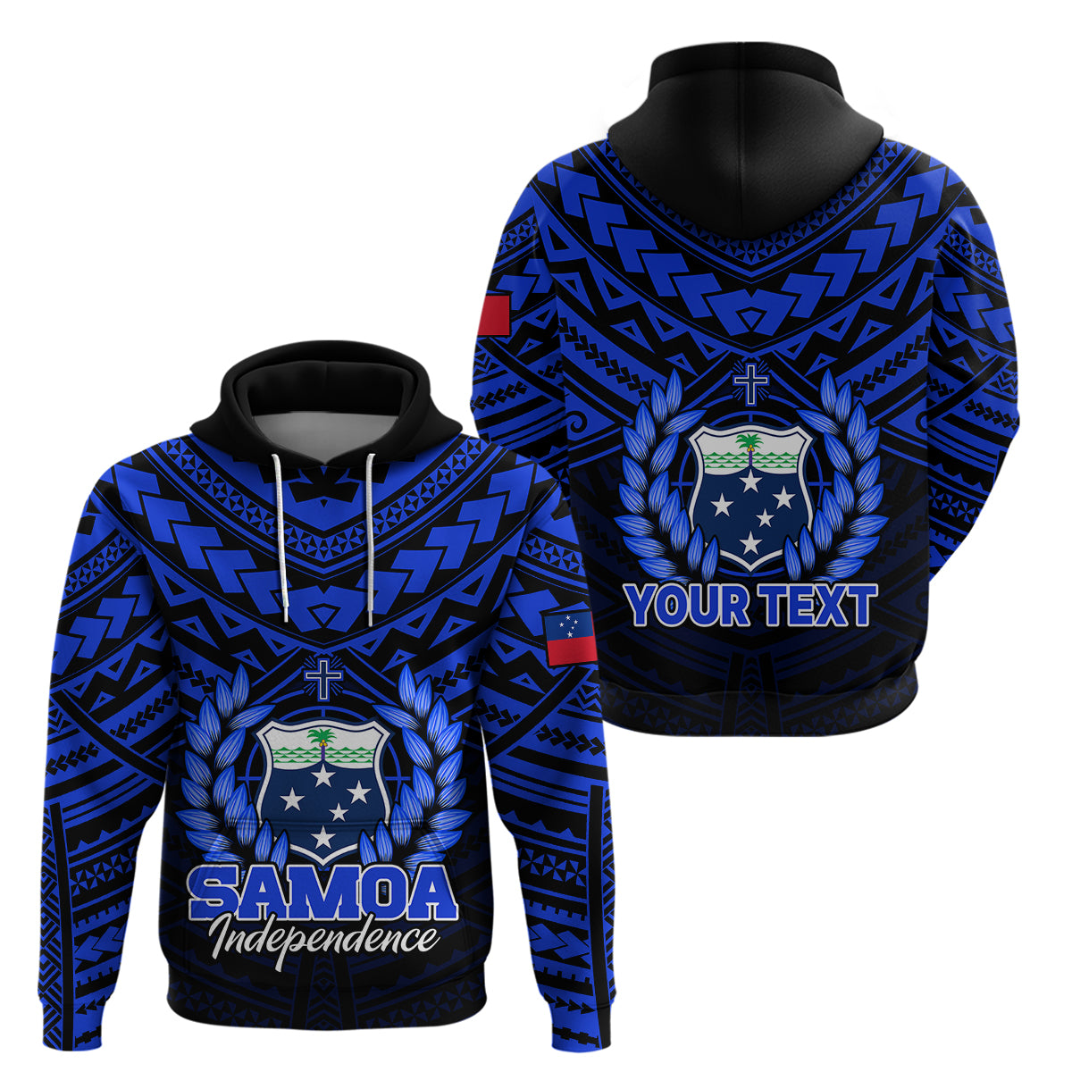 Custom Samoa Independence Day Hoodie Ulafa Polynesian Unique Blue No1 LT9 Pullover Hoodie Blue - Polynesian Pride