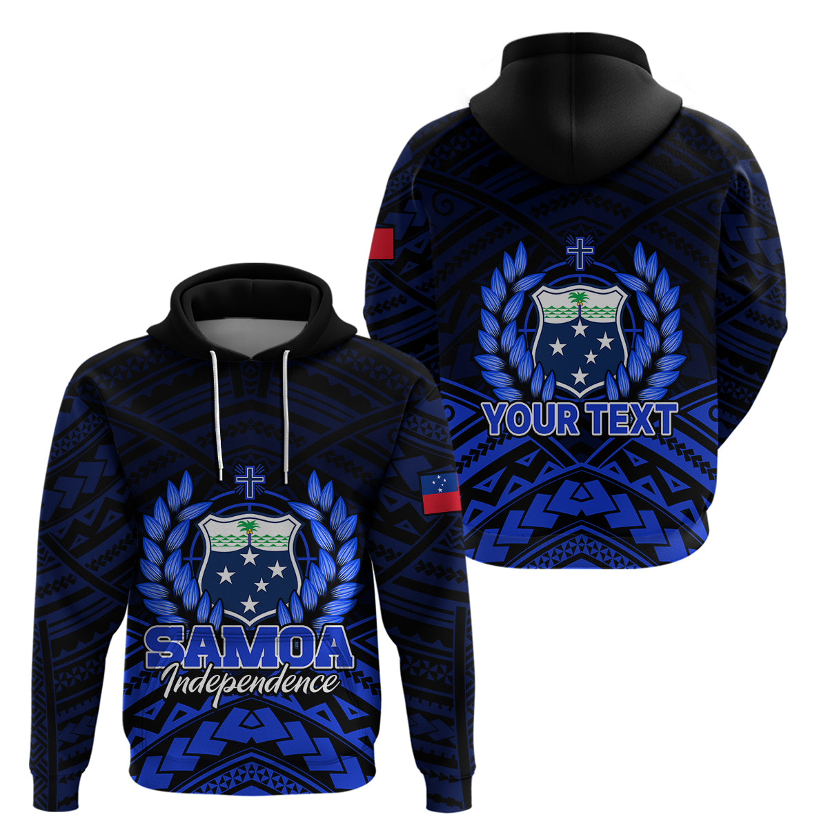 Custom Samoa Independence Day Hoodie Ulafa Polynesian Unique Blue No2 LT9 Pullover Hoodie Blue - Polynesian Pride