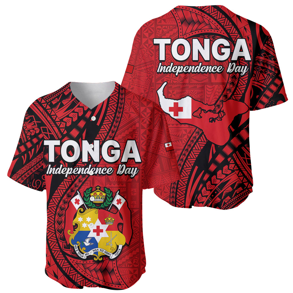 Tonga Independence Anniversary Baseball Jersey Tongan Tribal Pattern Unique Version LT9 Red - Polynesian Pride