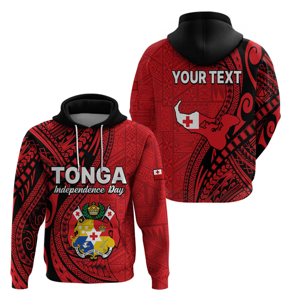 Custom Tonga Independence Anniversary Hoodie Tongan Tribal Pattern Unique Version LT9 Pullover Hoodie Red - Polynesian Pride