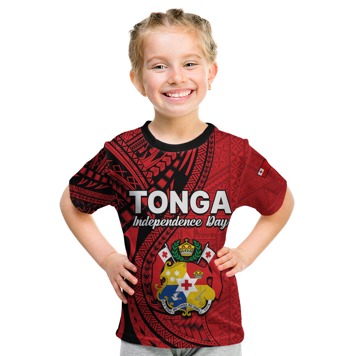 (Custom Personalised) Tonga Independence Anniversary Kid T Shirt Tongan Tribal Pattern Unique Version LT9 - Polynesian Pride