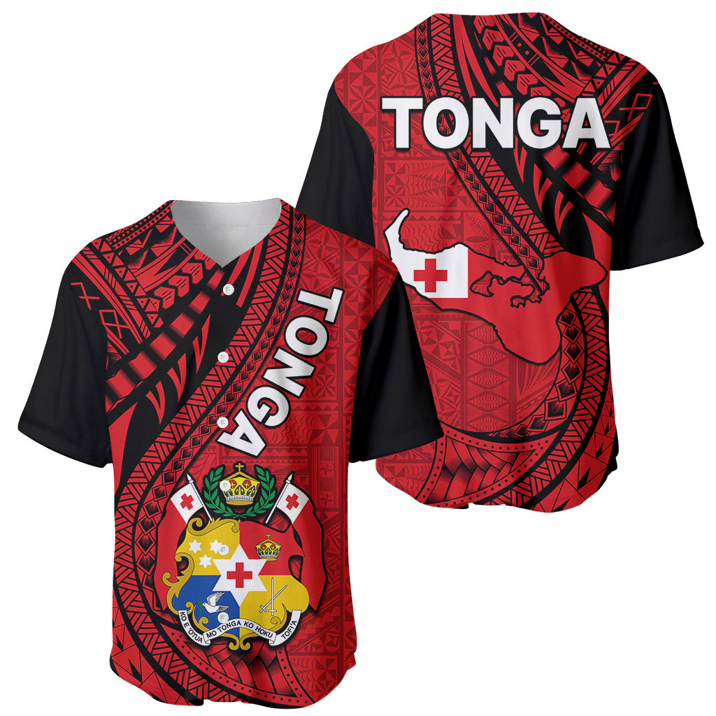 Polynesian Tonga Baseball Jersey Tribal Pattern Unique Version LT9 Red - Polynesian Pride