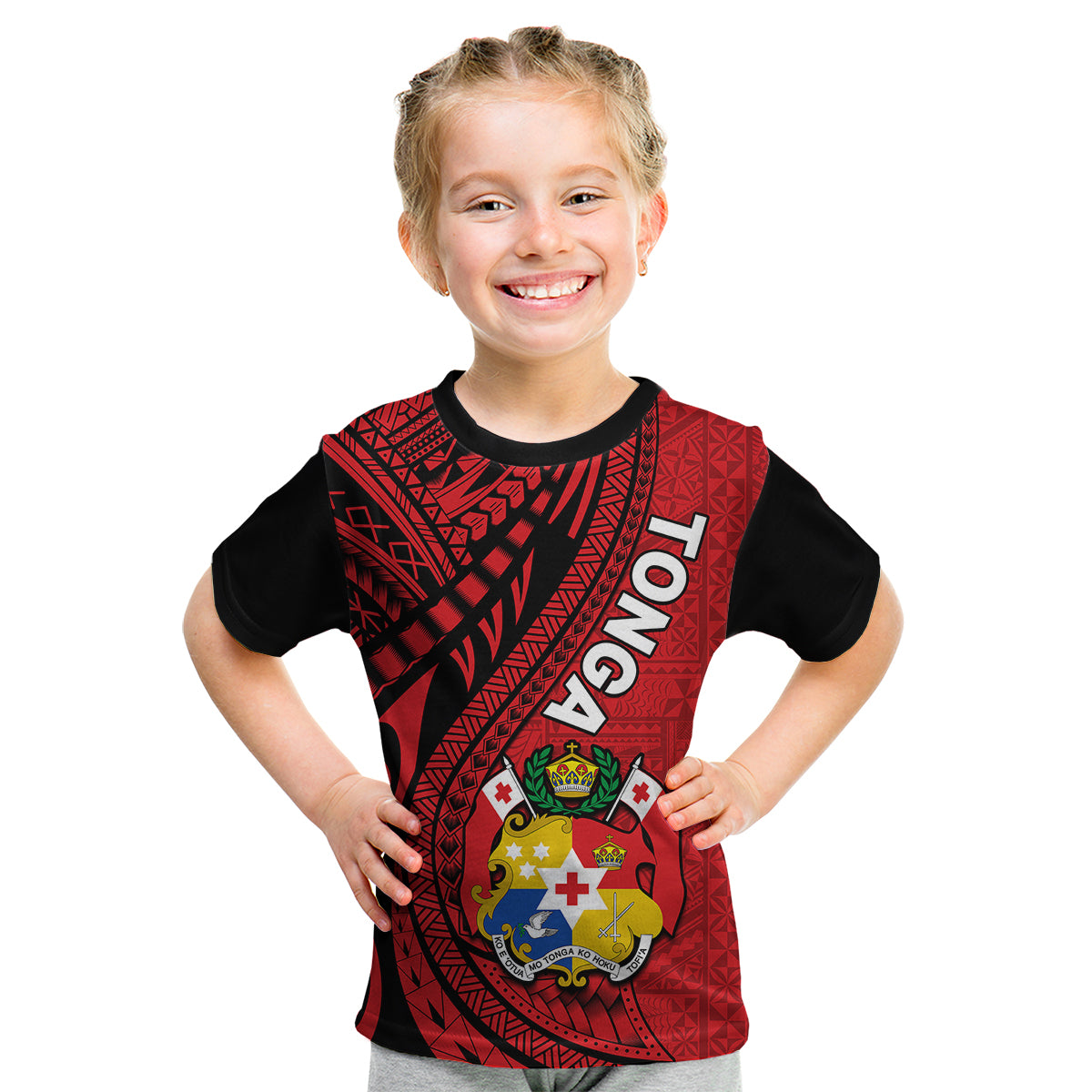 (Custom Personalised) Polynesian Tonga Kid T Shirt Tribal Pattern Unique Version LT9 Youth XL Size14 - Polynesian Pride