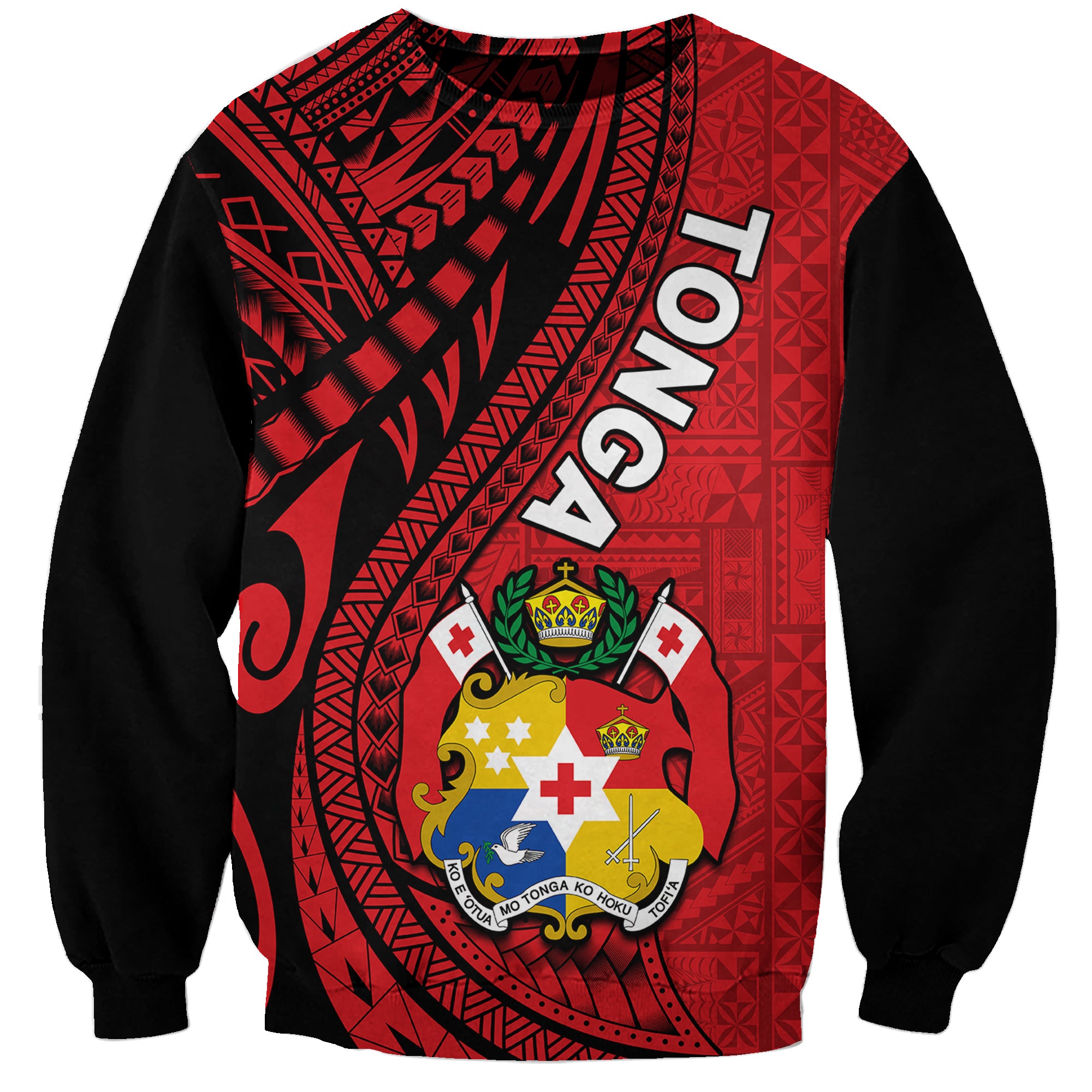 (Custom Personalised) Polynesian Tonga Sweatshirt Tribal Pattern Unique Version LT9 Unisex Red - Polynesian Pride