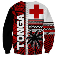 Tonga Kupesi Ngatu Sweatshirt - Proud Tonga Flag and Palm Tree LT9 - Polynesian Pride