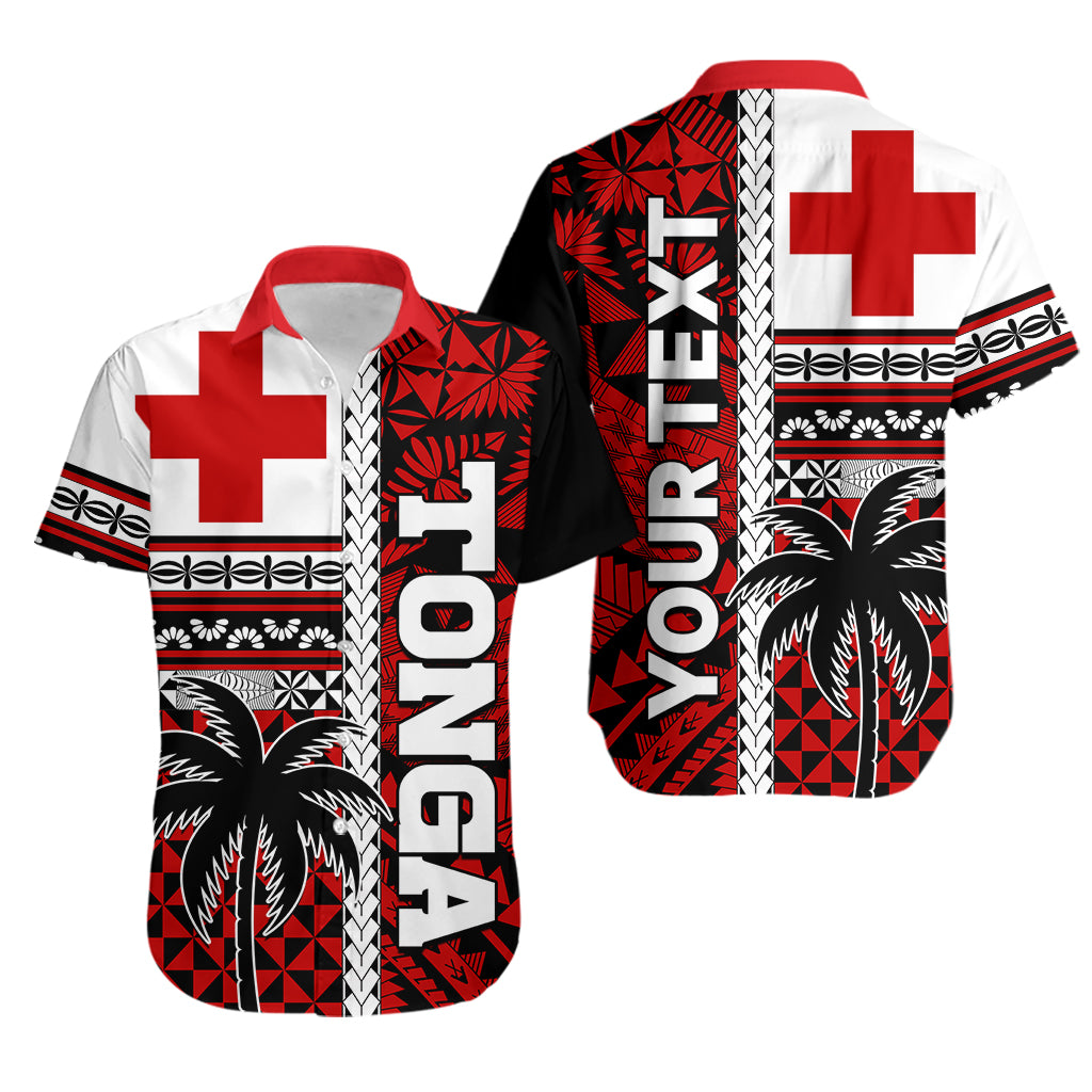 (Custom Personalised) Tonga Kupesi Ngatu Hawaiian Shirt Proud Tonga with Flag and Palm Tree LT9 Red - Polynesian Pride