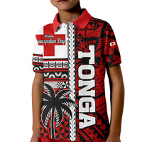 Tonga Independence Day Kid Polo Shirt Proud Tongan Emancipation with Kupesi Ngatu LT9 Kid Red - Polynesian Pride
