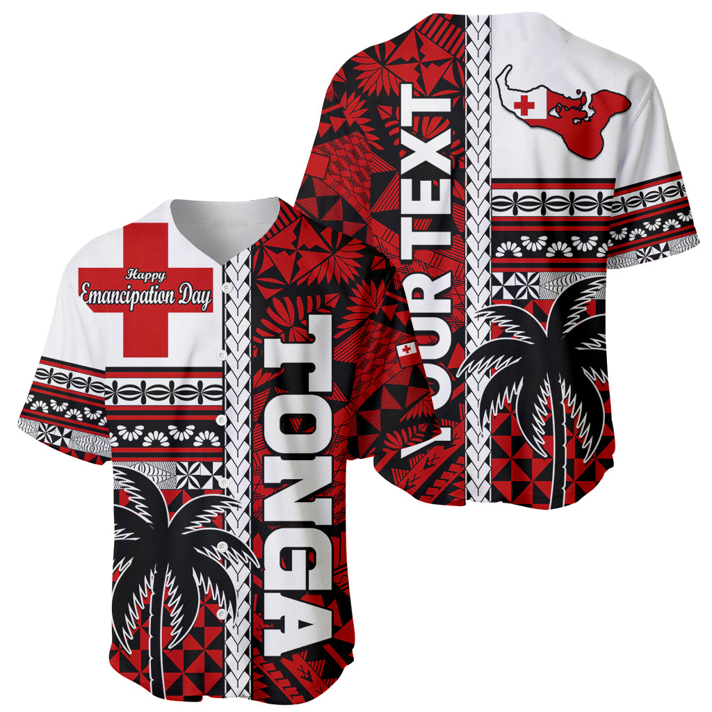 (Custom Personalised) Tonga Independence Day Baseball Jersey Proud Tongan Emancipation with Kupesi Ngatu LT9 Red - Polynesian Pride