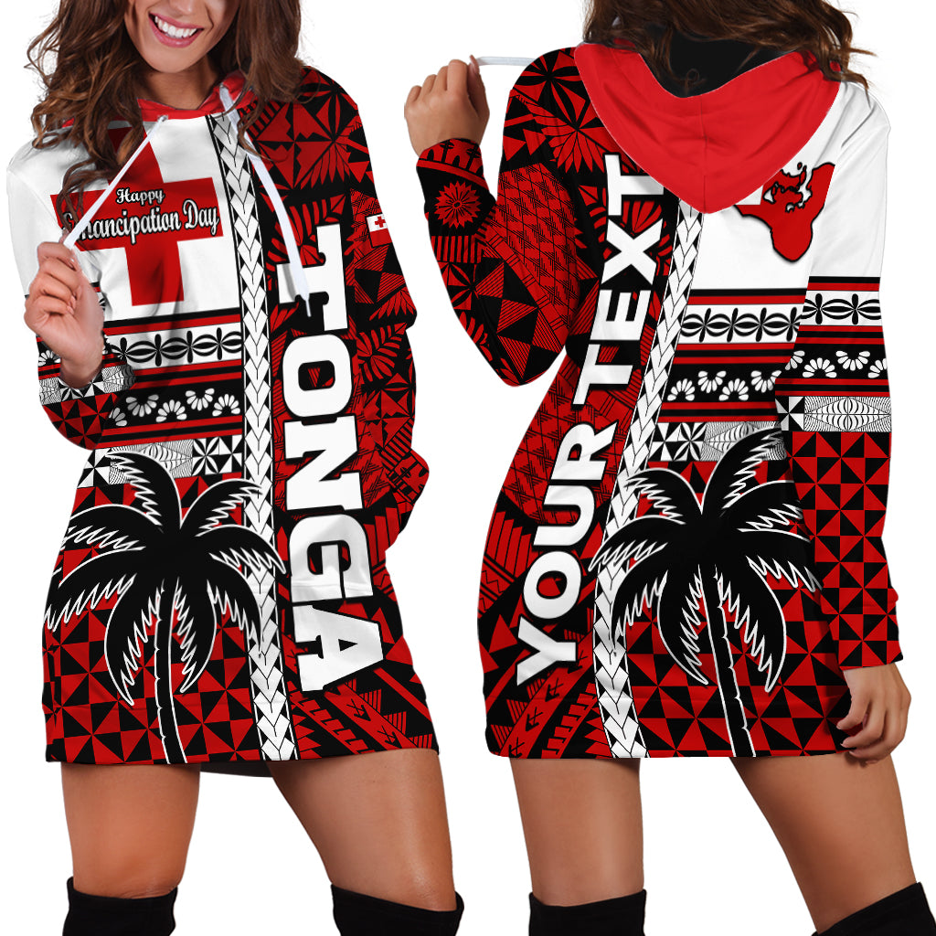 (Custom Personalised) Tonga Independence Day Hoodie Dress Proud Tongan Emancipation with Kupesi Ngatu LT9 Red - Polynesian Pride