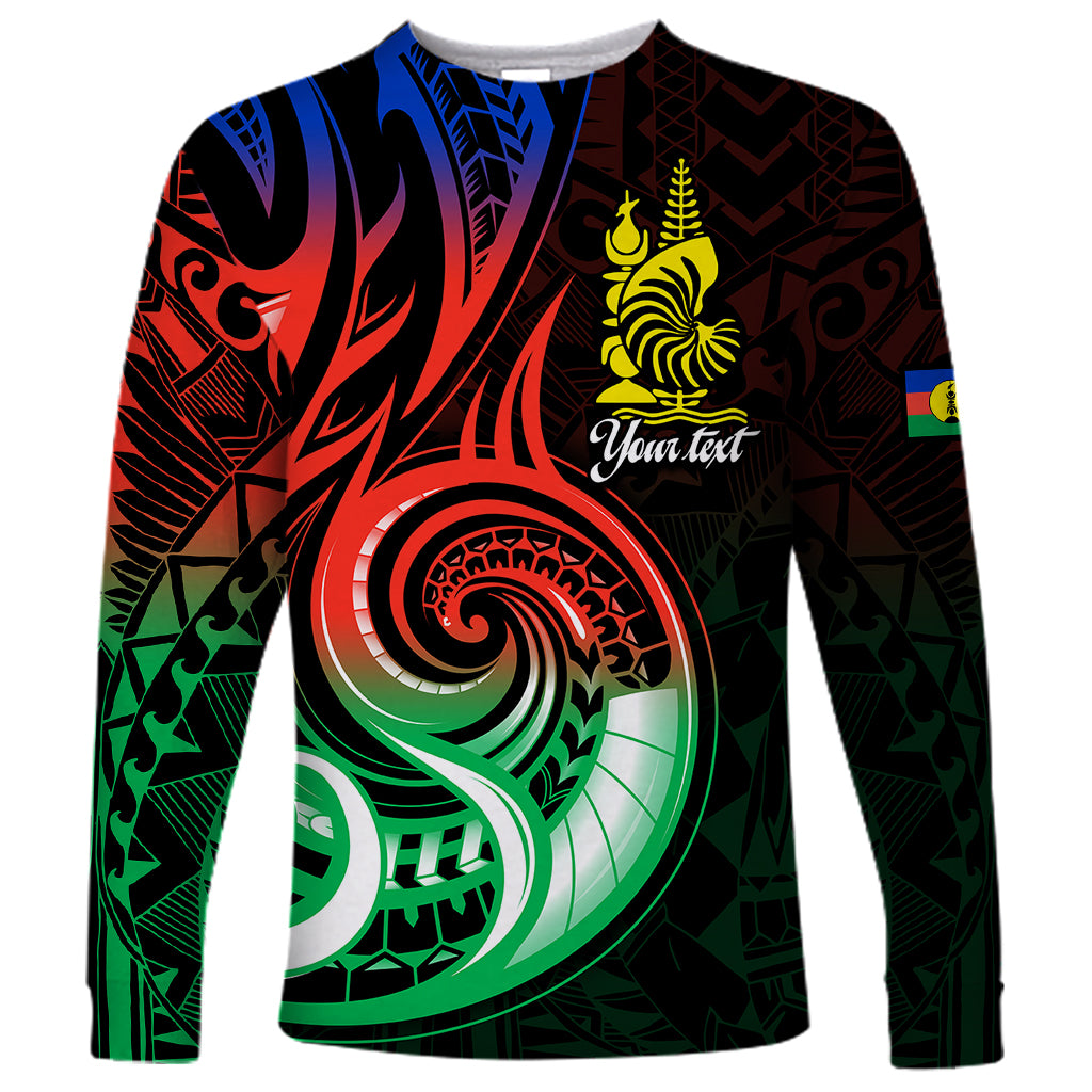 (Custom Personalised) New Caledonia Long Sleeve Shirt Emblem Nautilus Shell LT9 Unisex Gradient - Polynesian Pride