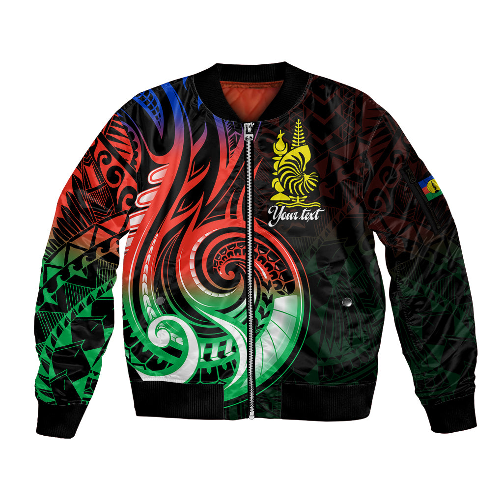 (Custom Personalised) New Caledonia Sleeve Zip Bomber Jacket Emblem Nautilus Shell LT9 Unisex Gradient - Polynesian Pride