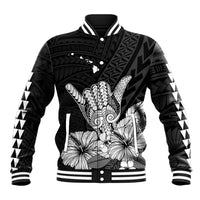 Hawaii Shaka Sign Baseball Jacket Black Version LT9 Unisex Black - Polynesian Pride