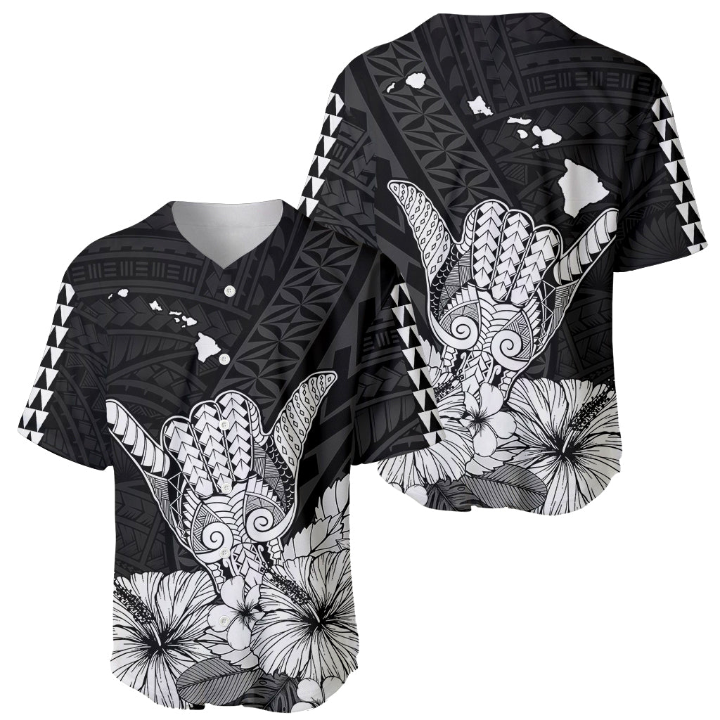 Hawaii Shaka Sign Baseball Jersey Black Version LT9 Black - Polynesian Pride