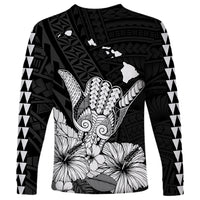 Hawaii Shaka Sign Long Sleeve Shirt Black Version LT9 - Polynesian Pride