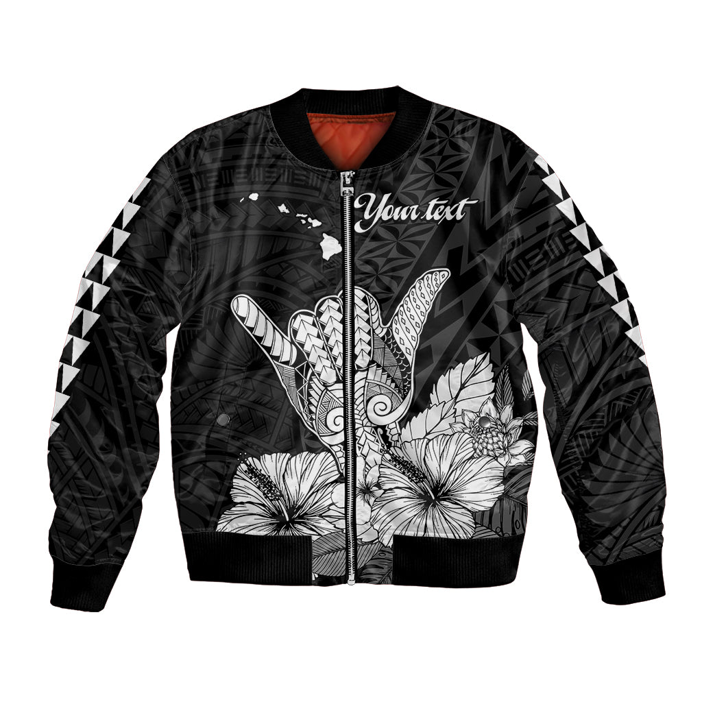 (Custom Personalised) Hawaii Shaka Sign Bomber Jacket Black Version LT9 Unisex Black - Polynesian Pride