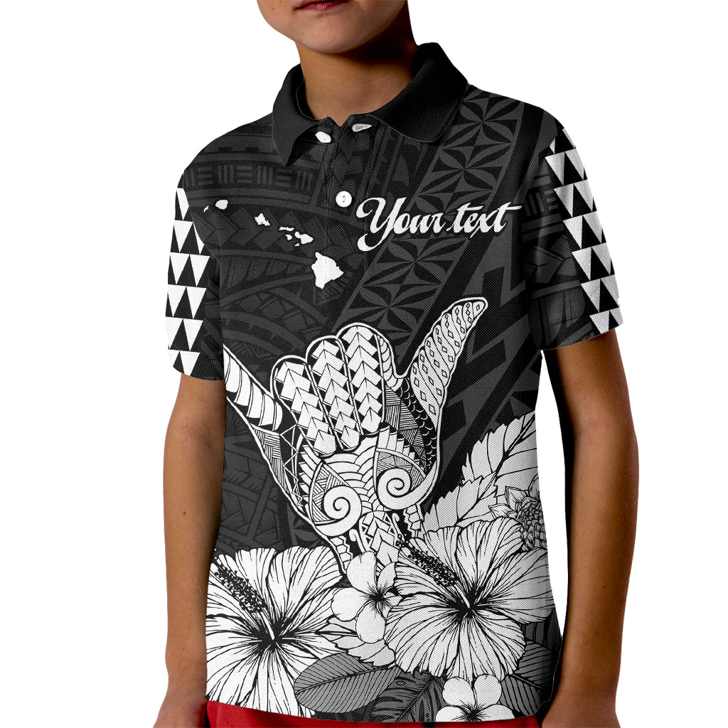 (Custom Personalised) Hawaii Shaka Sign Kid Polo Shirt Black Version LT9 Kid Black - Polynesian Pride