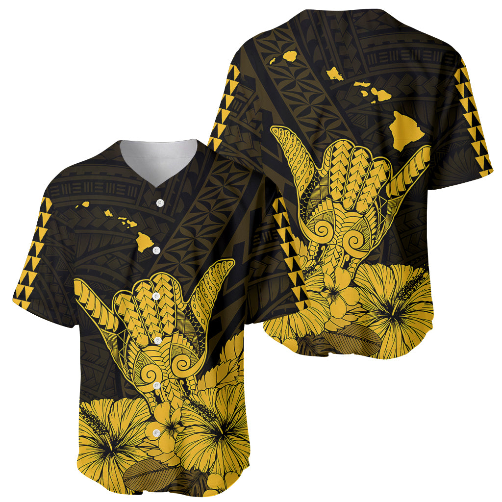 Hawaii Shaka Sign Baseball Jersey Gold Version LT9 Gold - Polynesian Pride