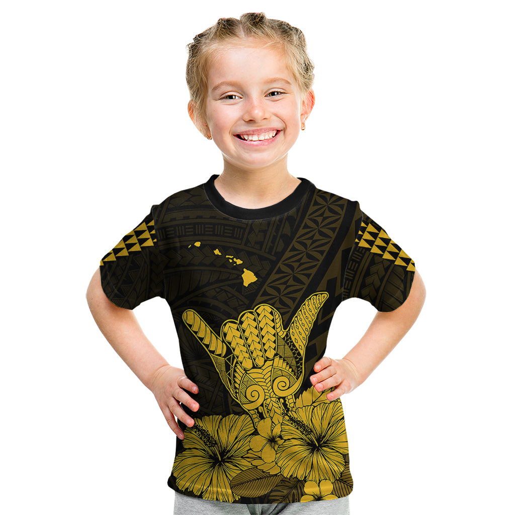 Hawaii Shaka Sign Kid T Shirt Gold Version LT9 Youth XL Size14 - Polynesian Pride