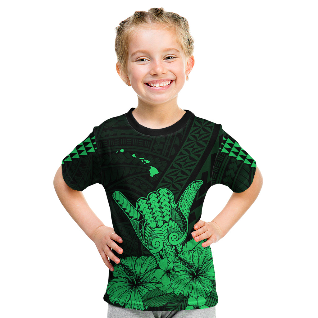 Hawaii Shaka Sign Kid T Shirt Green Version LT9 - Polynesian Pride