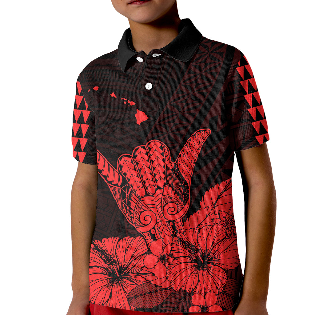 Hawaii Shaka Sign Kid Polo Shirt Red Version LT9 Kid Red - Polynesian Pride