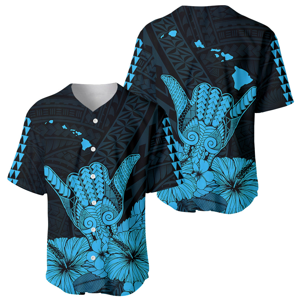 Hawaii Shaka Sign Baseball Jersey Blue Version LT9 Blue - Polynesian Pride