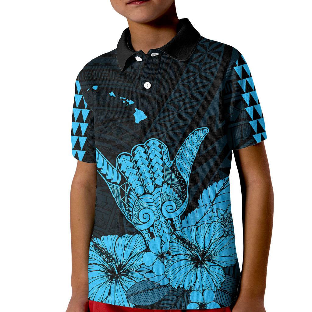 Hawaii Shaka Sign Kid Polo Shirt Blue Version LT9 Kid Blue - Polynesian Pride
