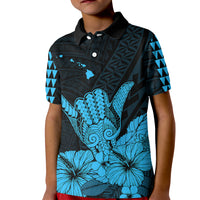 Hawaii Shaka Sign Kid Polo Shirt Blue Version LT9 Kid Blue - Polynesian Pride