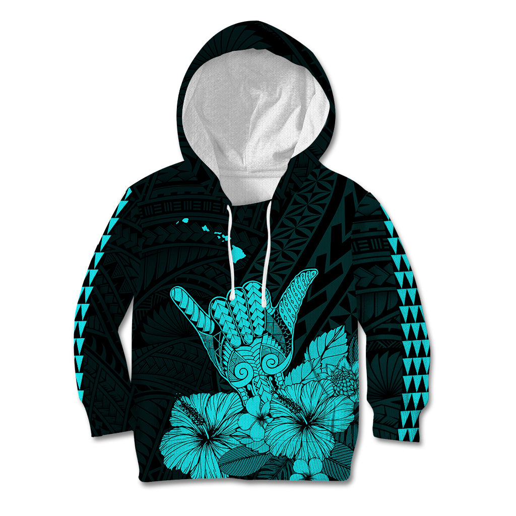 Hawaii Shaka Sign Kid Hoodie Turquoise Version LT9 Turquoise - Polynesian Pride