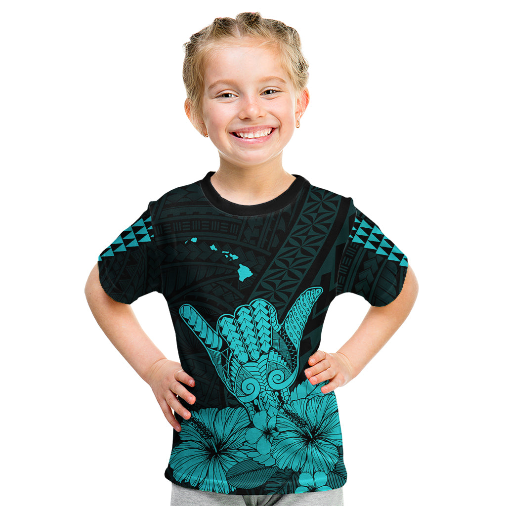 Hawaii Shaka Sign Kid T Shirt Turquoise Version LT9 Youth XL Size14 - Polynesian Pride