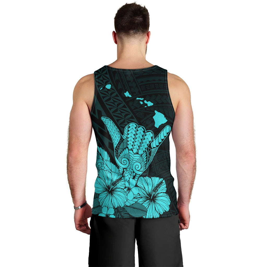 Hawaii Shaka Sign Men Tank Top Turquoise Version LT9 - Polynesian Pride