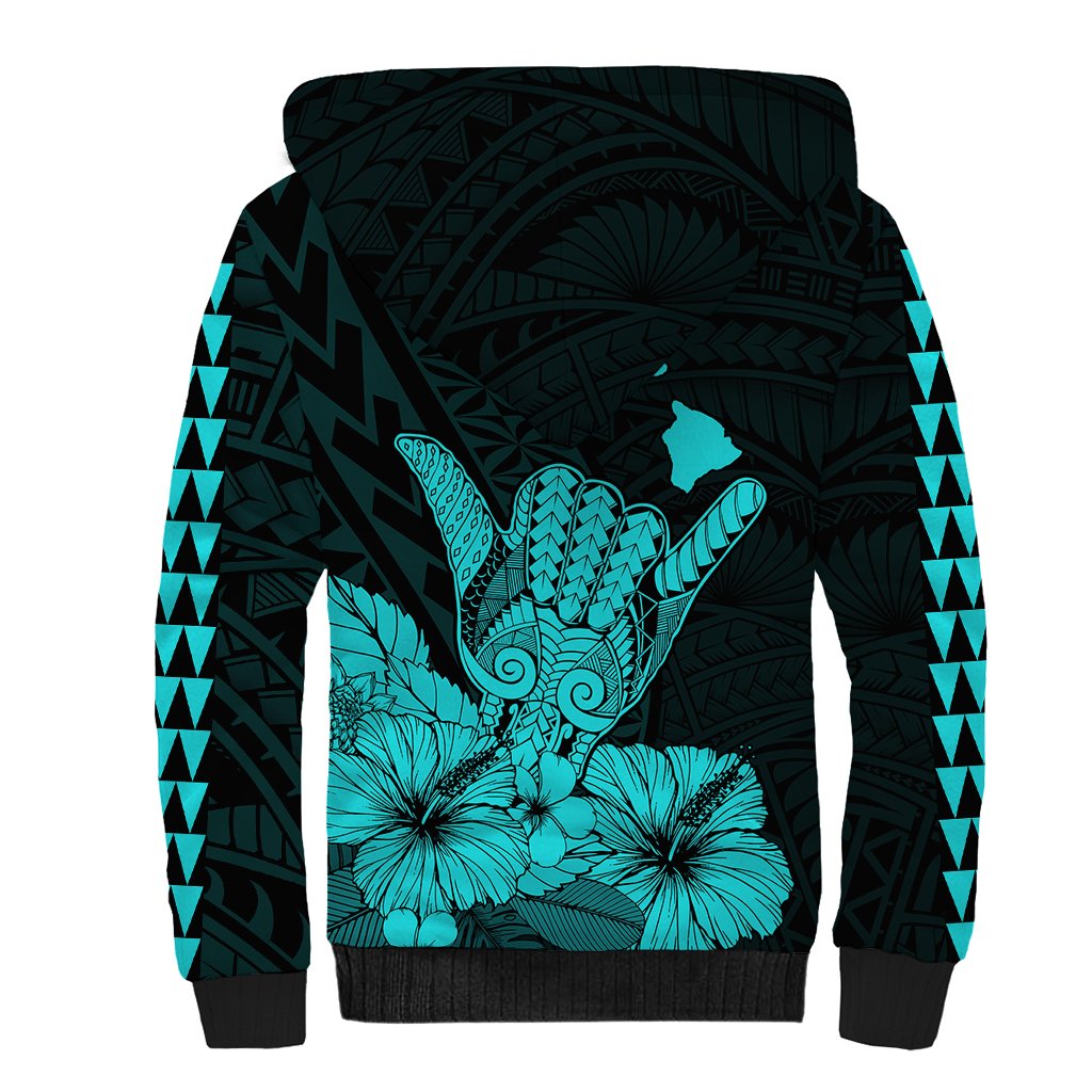 Hawaii Shaka Sign Sherpa Hoodie Turquoise Version LT9 - Polynesian Pride