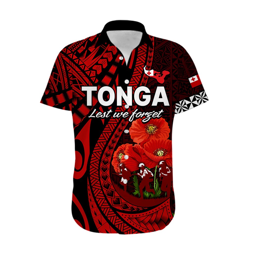 Tonga ANZAC Day Hawaiian Shirt Lest We Forget Red Version LT9 - Polynesian Pride